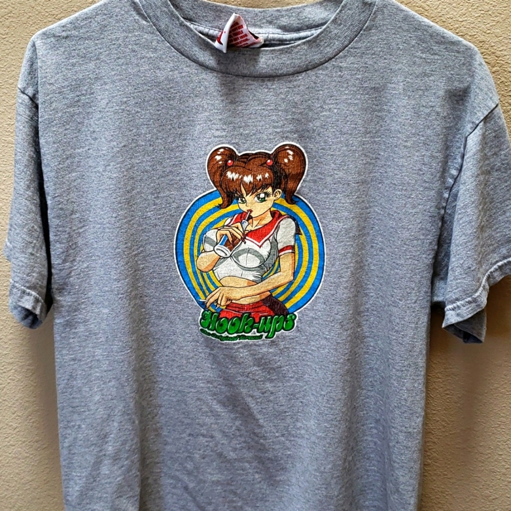 Vintage Hook-ups, Large skateboard t-shirt, gray